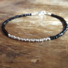 Black Spinel Round 2.5-3mm Faceted beads adjustable stacking bracelet | STK-1313
