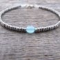 Blue Chalcedony Oval 4x6mm Faceted beads adjustable stacking bracelet | STK-1554