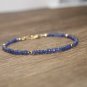 Blue Sapphire Rondelle 3mm Faceted beads adjustable stacking bracelet | STK-1651