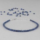 Blue Sapphire Rondelle 3mm Faceted beads adjustable stacking bracelet | STK-1679