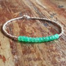 Chrysoprase Rondelle 3.5mm Faceted beads adjustable stacking bracelet | STK-2084