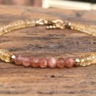 Citrine & Sunstone Mix 4mm Faceted beads adjustable stacking bracelet | STK-2247