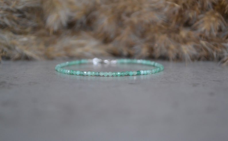 Columbian Emerald Round 2mm Smooth beads adjustable stacking bracelet | STK-2319