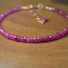 Dyed Ruby Rondelle 3-3.5mm Faceted beads adjustable stacking bracelet | STK-2392