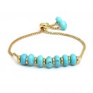 Dyed Turquoise Rondelle 6mm Smooth beads adjustable stacking bracelet | STK-2393