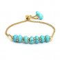 Dyed Turquoise Rondelle 6mm Smooth beads adjustable stacking bracelet | STK-2393