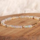 Ethiopian Opal Rondelle 3mm Smooth beads adjustable stacking bracelet | STK-2633