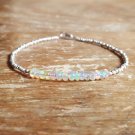 Ethiopian Opal Rondelle 3mm Smooth beads adjustable stacking bracelet | STK-2725