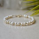 Fresh Water Pearl Round 4mm Smooth beads adjustable stacking bracelet | STK-2855