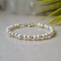 Fresh Water Pearl Round 4mm Smooth beads adjustable stacking bracelet | STK-2855