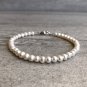 Fresh Water Pearl Round 4mm Smooth beads adjustable stacking bracelet | STK-2874