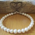 Fresh Water Pearl Round 6mm Smooth beads adjustable stacking bracelet | STK-2875