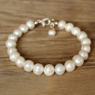 Fresh Water Pearl Round 6mm Smooth beads adjustable stacking bracelet | STK-2891