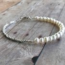 Fresh Water Pearl Round 4mm Smooth beads adjustable stacking bracelet | STK-2903