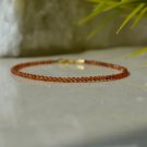 Hessonite Garnet Round 2mm Faceted beads adjustable stacking bracelet | STK-3598