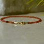 Hessonite Garnet Round 2mm Faceted beads adjustable stacking bracelet | STK-3598