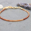 Hessonite Garnet Round 2mm Faceted beads adjustable stacking bracelet | STK-3599