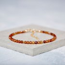 Hessonite Garnet Round 3mm Faceted beads adjustable stacking bracelet | STK-3601