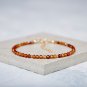 Hessonite Garnet Round 3mm Faceted beads adjustable stacking bracelet | STK-3601