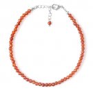 Hessonite Garnet Round 3mm Faceted beads adjustable stacking bracelet | STK-3608