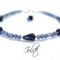 Iolite Round & Drop 3-8x5mm Smooth beads adjustable stacking bracelet | STK-3692