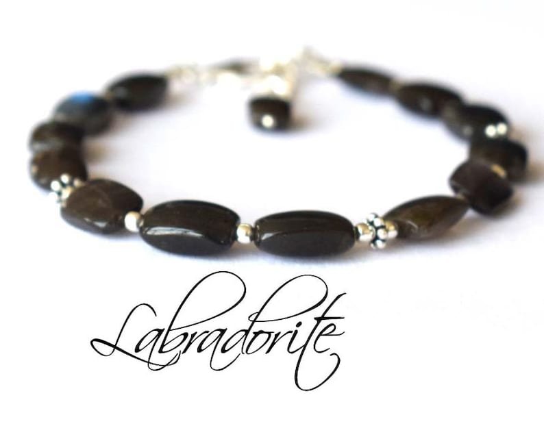 Labradorite Rectangle 5x8mm Smooth beads adjustable stacking bracelet | STK-3881