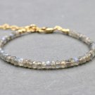 Labradorite Rondelle 3.5mm Faceted beads adjustable stacking bracelet | STK-3892