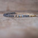Labradorite Rondelle 3.5mm Faceted beads adjustable stacking bracelet | STK-3906
