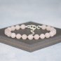 Matte Rose Quartz Round 8mm Smooth beads adjustable stacking bracelet | STK-4565