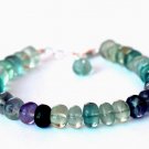 Multi Fluorite Rondelle 6mm Smooth beads adjustable stacking bracelet | STK-4728