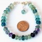 Multi Fluorite Rondelle 6mm Smooth beads adjustable stacking bracelet | STK-4728