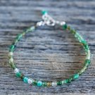 Multi Green Agate Round 4mm Smooth beads adjustable stacking bracelet | STK-4777