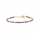 Multi Sapphire Round 2.5mm Faceted beads adjustable stacking bracelet | STK-4797