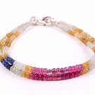 Multi Sapphire Rondelle 3mm Smooth beads adjustable stacking bracelet | STK-4839