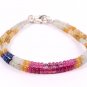 Multi Sapphire Rondelle 3mm Smooth beads adjustable stacking bracelet | STK-4839