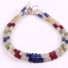 Multi Sapphire Rondelle 3mm Smooth beads adjustable stacking bracelet | STK-4840