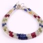 Multi Sapphire Rondelle 3mm Smooth beads adjustable stacking bracelet | STK-4840