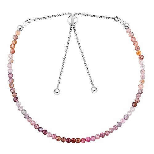 Multi Spinel Round 2-2.5mm Faceted beads adjustable stacking bracelet | STK-4846