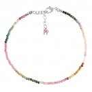 Multi Tourmaline Round 2mm Faceted beads adjustable stacking bracelet | STK-4872