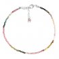 Multi Tourmaline Round 2mm Faceted beads adjustable stacking bracelet | STK-4872