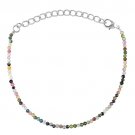 Multi Tourmaline Round 2mm Faceted beads adjustable stacking bracelet | STK-4878