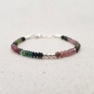 Multi Tourmaline Round 4mm Faceted beads adjustable stacking bracelet | STK-4888
