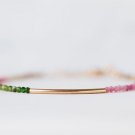 Multi Tourmaline Round 2mm Faceted beads adjustable stacking bracelet | STK-4890