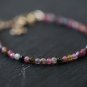 Multi Tourmaline Round 3mm Faceted beads adjustable stacking bracelet | STK-4891