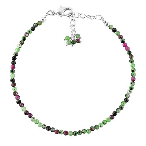 Ruby Zoisite Round 2-2.5mm Faceted beads adjustable stacking bracelet | STK-5378