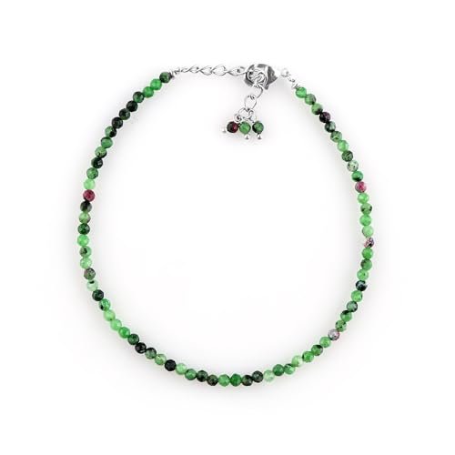 Ruby Zoisite Round 2-2.5mm Faceted beads adjustable stacking bracelet | STK-5387