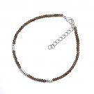 Smoky Quartz Round 2-2.5mm Faceted beads adjustable stacking bracelet | STK-5457