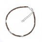 Smoky Quartz Round 2-2.5mm Faceted beads adjustable stacking bracelet | STK-5457