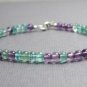 Apatite & Amethyst Round 3mm Smooth beads adjustable stacking bracelet | STK-0642