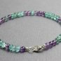 Apatite & Amethyst Round 3mm Smooth beads adjustable stacking bracelet | STK-0642